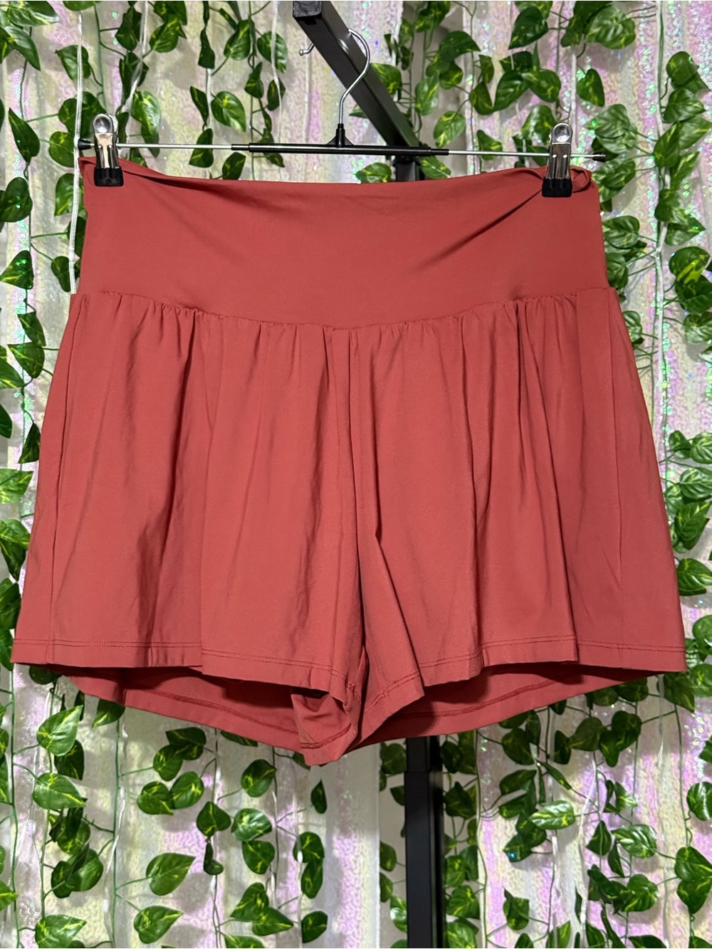 HALARA SoftlyZero Airy Super High Waisted 2-in-1 Yoga Shorts size 3X Long Rust